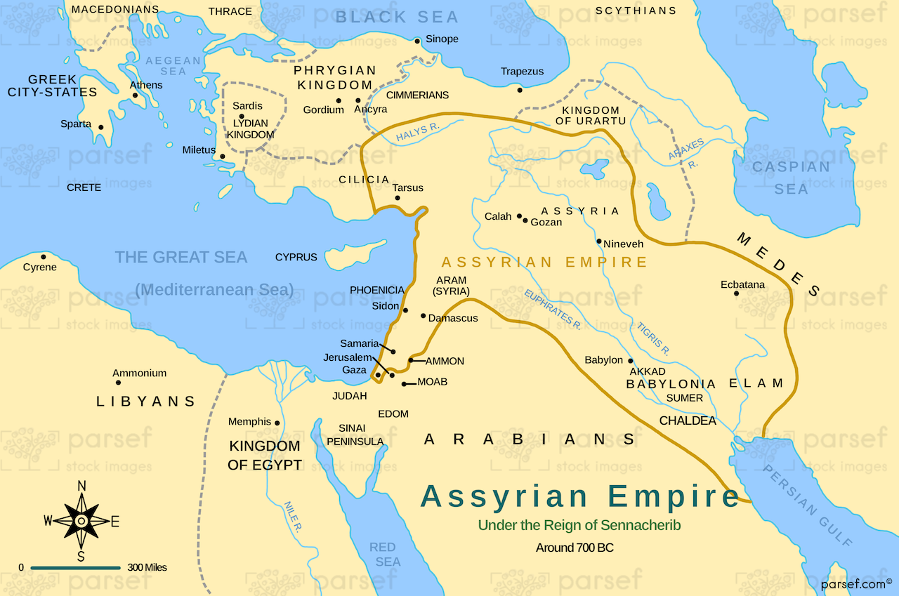 Assyrian Empire Under Sennacherib Map bible map