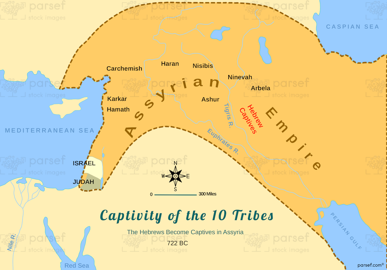 Captivity of the 10 Tribes Color Map bible map