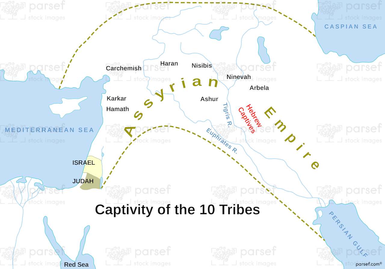 Captivity of the 10 Tribes Map bible map