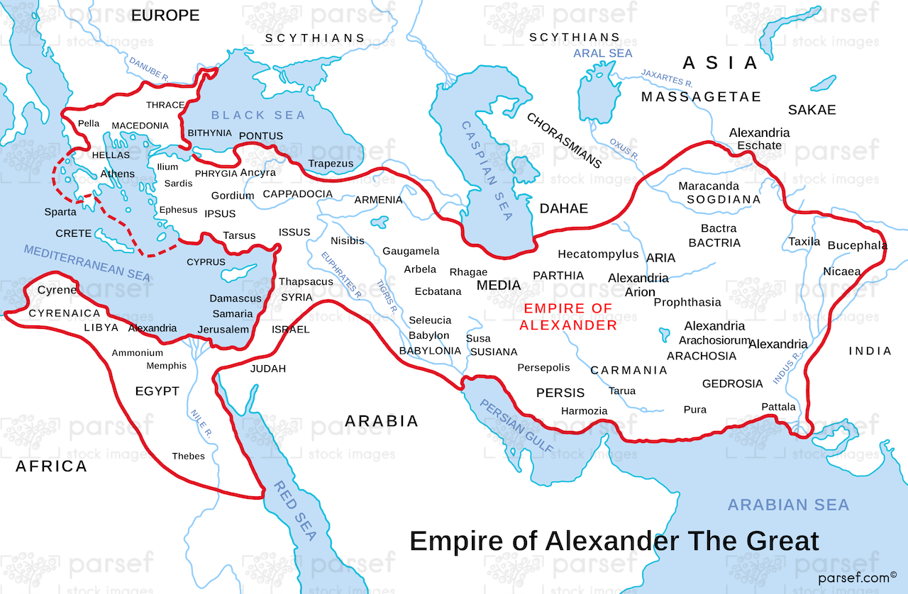 Empire of Alexander The Great Map bible map