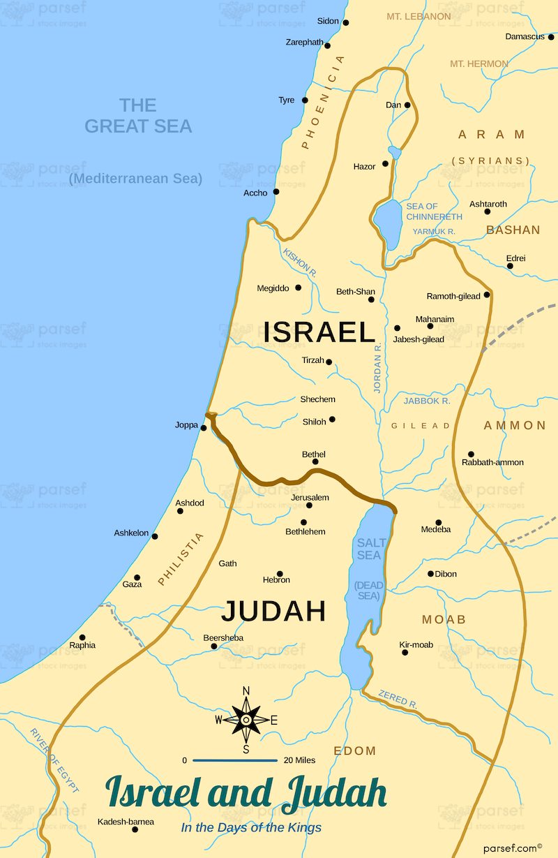 Israel and Judah Color Map bible map