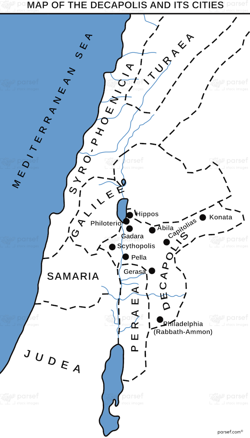 Decapolis and its Cities Basic Map bible map