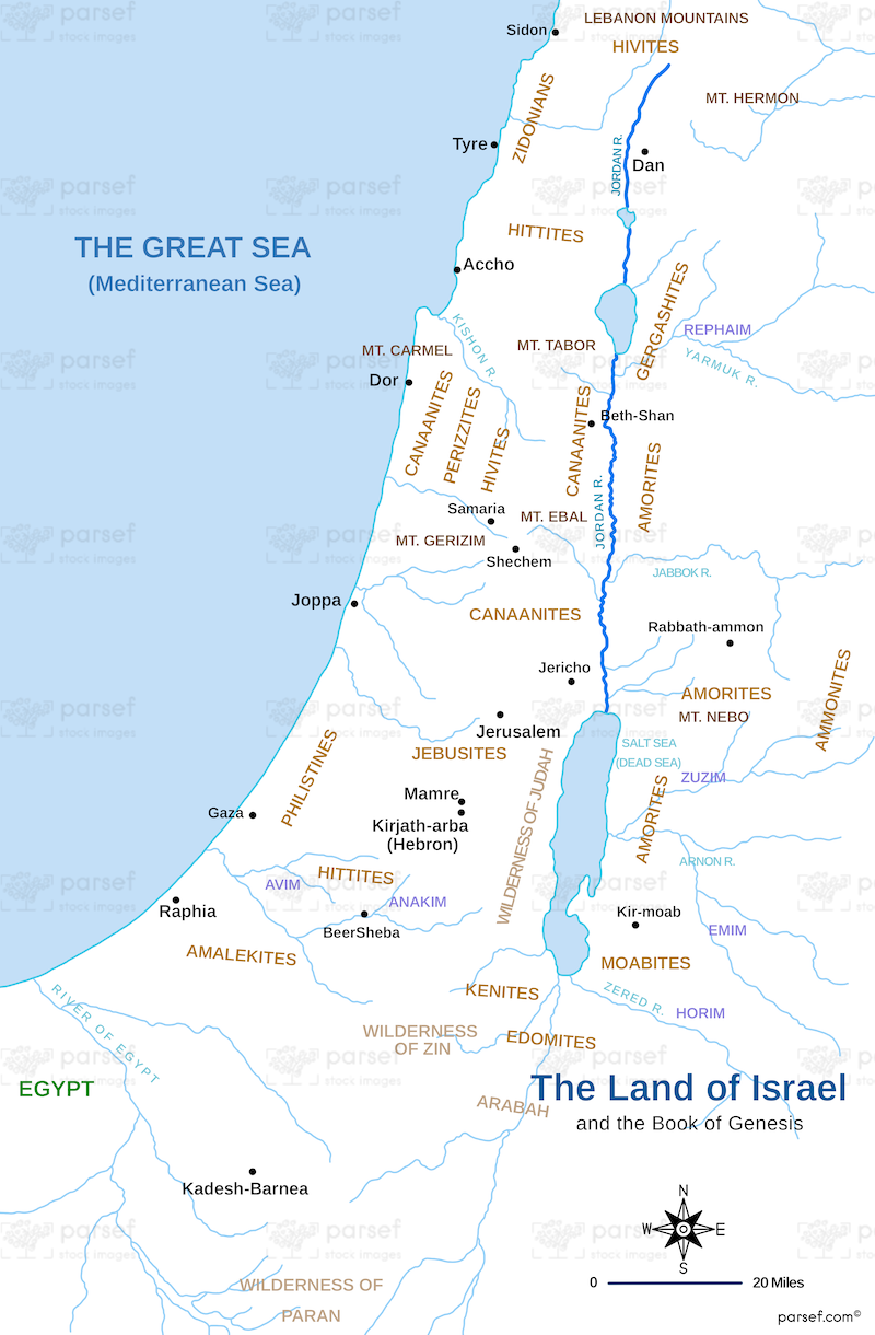 The Land of Israel in Genesis Map bible map