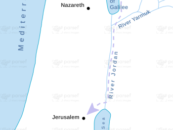 Jesus Journeys to Jerusalem for Passover Map image