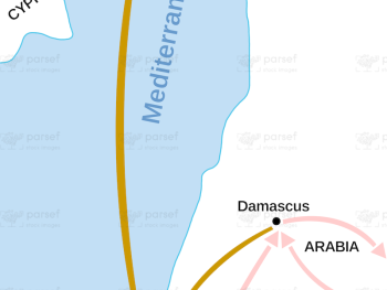 Saul’s Journey to Damascus and Arabia Map image