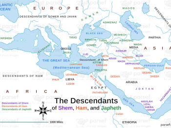 Genesis Shem Ham Japheth Map image